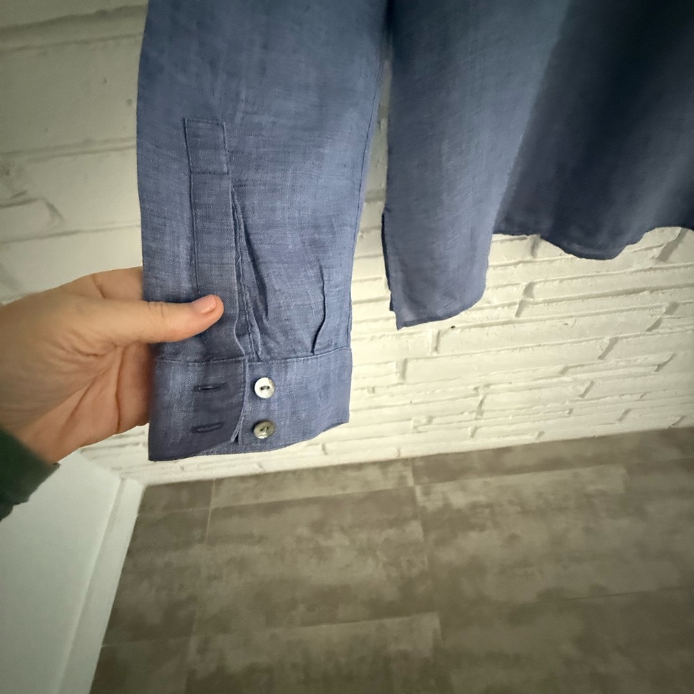 J. Jill Everyday Linen Button Down Light Marine - Medium - Picture 6 of 9